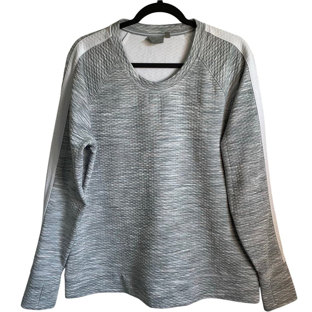 Athleta Space Dye Snowscape Quilted Sweatshirt Sz XL Thumbholes Gray Athleisure